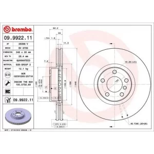 Тормозной диск Brembo 09.9922.11