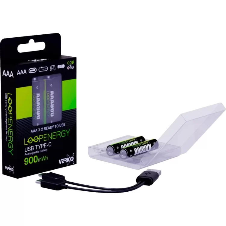 в продаже Аккумулятор Verico AAA USB Type-C 600mAh 1.5V Li-ion * 2 (LoopEnergy) (1UDBT-A2WEB2-NN) - фото 3