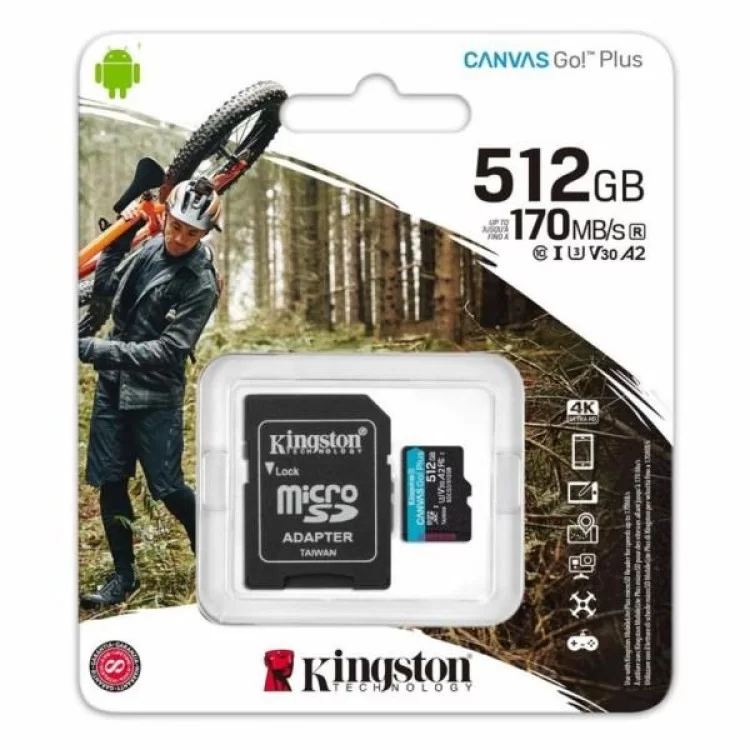 в продажу Карта пам'яті Kingston 512GB microSDXC class 10 UHS-I U3 A2 Canvas Go Plus (SDCG3/512GB) - фото 3