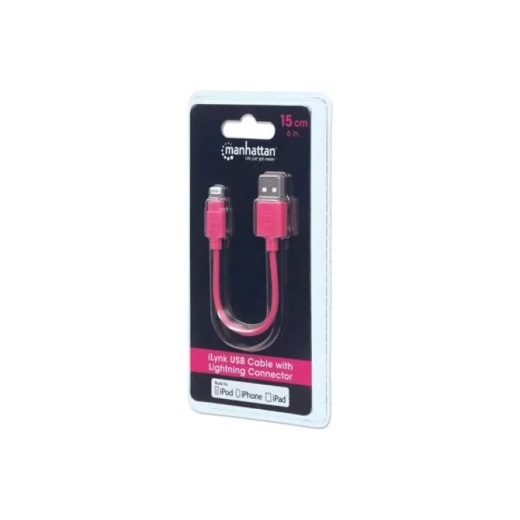 Дата кабель iPhone 5/6/Ipad 4, 0.15m pink Manhattan Intracom (394420) цена 509грн - фотография 2