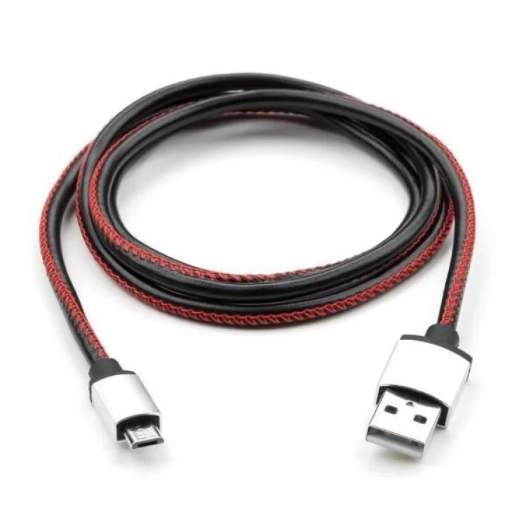 Дата кабель USB 2.0 AM to Micro 5P 1m pu leather black Vinga (VCPDCMLS1BK) ціна 134грн - фотографія 2