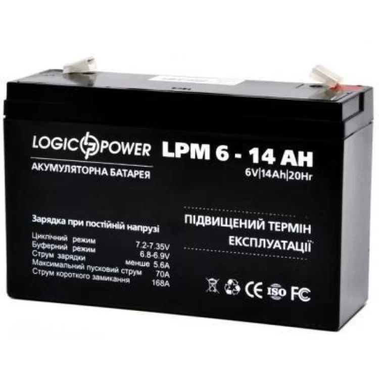 Батарея до ДБЖ LogicPower LPM 6В 14 Ач (4160) ціна 1 123грн - фотографія 2