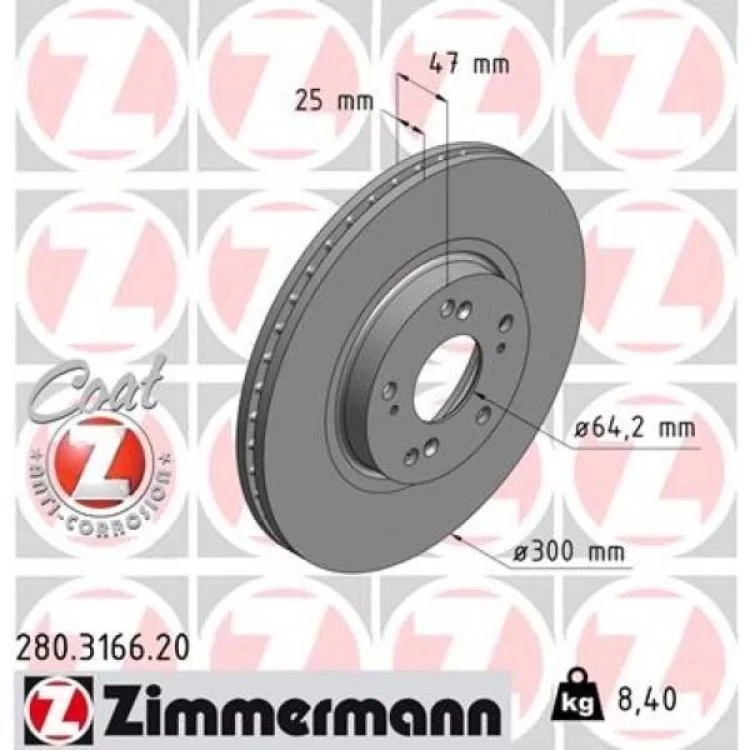 Гальмівний диск ZIMMERMANN 280.3166.20