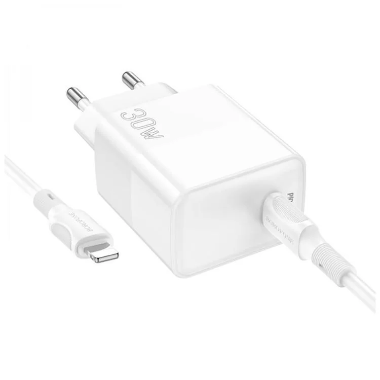 Зарядний пристрій BOROFONE BA77A charger set (C to iP) White (6941991101281) ціна 638грн - фотографія 2