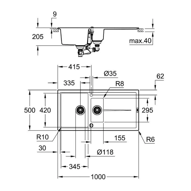 в продажу Мийка кухонна Grohe K400 (31642AP0) - фото 3