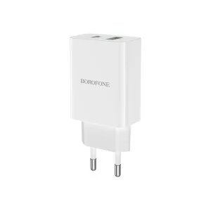 Зарядний пристрій BOROFONE BA56A Lavida dual port PD20W+QC3.0 charger White (BA56AW)