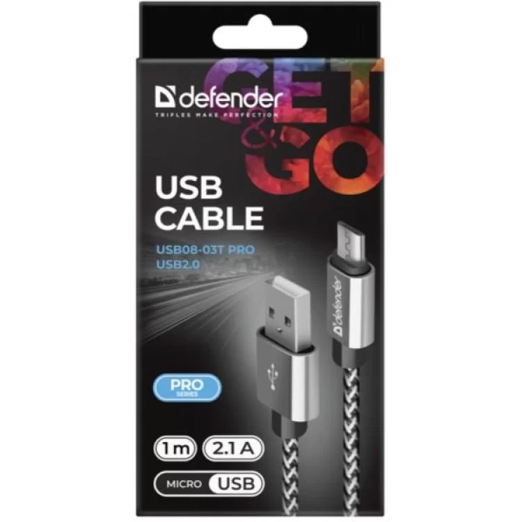 в продаже Дата кабель USB 2.0 AM to Micro 5P 1.0m USB08-03T PRO Defender (87815) - фото 3