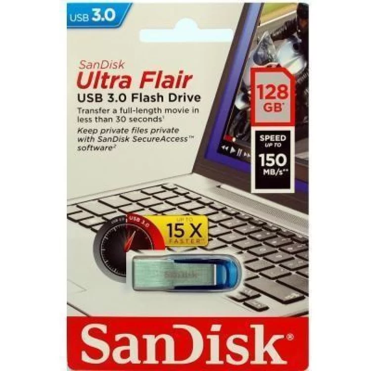 USB флеш накопичувач SanDisk 128GB Ultra Flair Blue USB 3.0 (SDCZ73-128G-G46B) інструкція - картинка 6