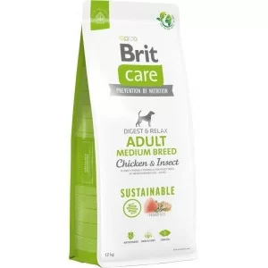 Сухой корм для собак Brit Care Dog Sustainable Adult Medium Breed с курицей и насекомыми 12 кг (8595602558681)