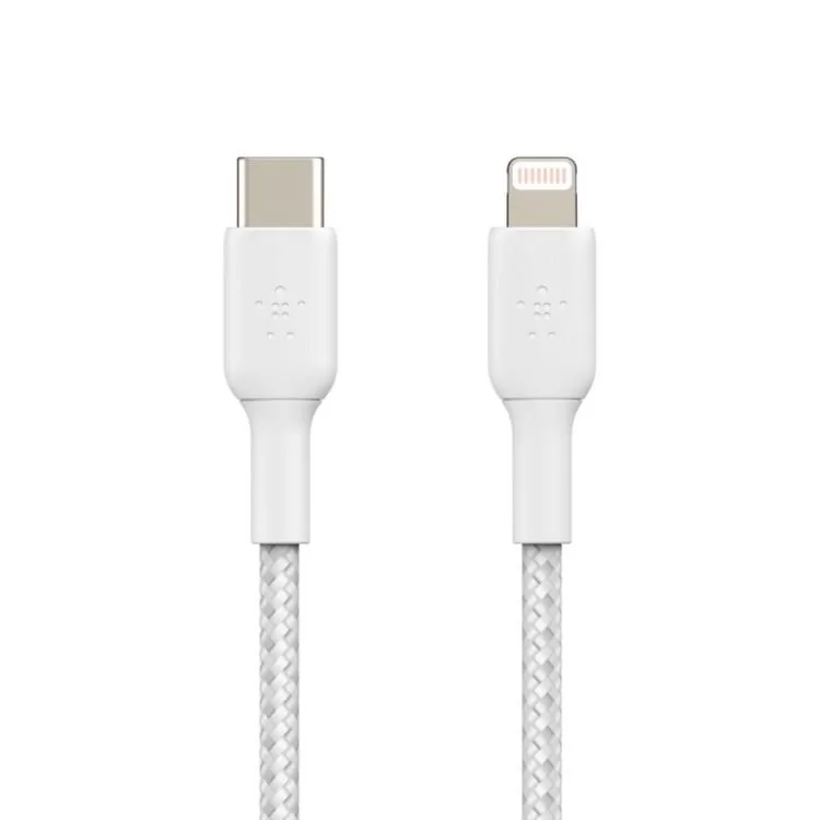 Дата кабель USB 2.0 AM to Lightning 1.0m BRAIDED white Belkin (CAA004BT1MWH) цена 1 418грн - фотография 2