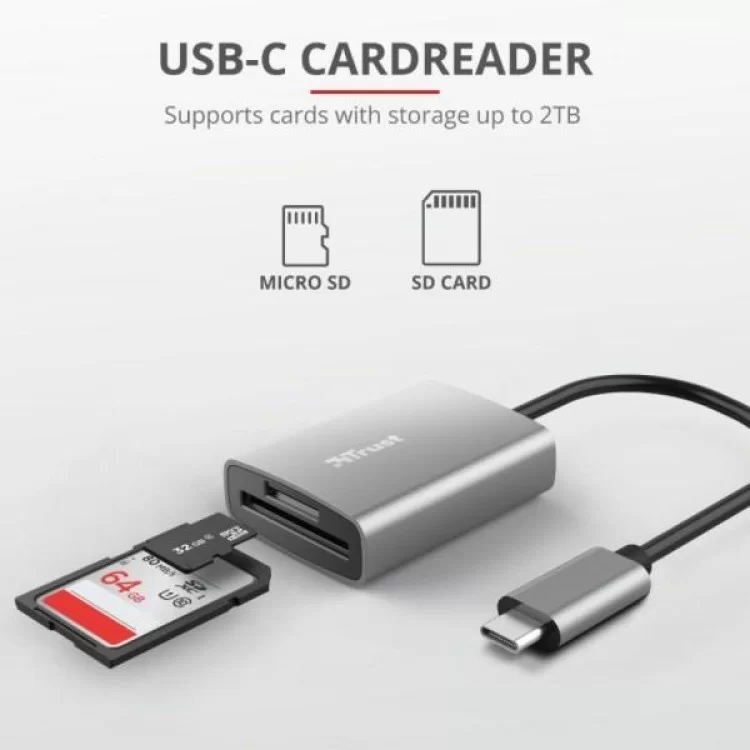 Считыватель флеш-карт Trust Dalyx Fast USB-С Card reader (24136) характеристики - фотография 7