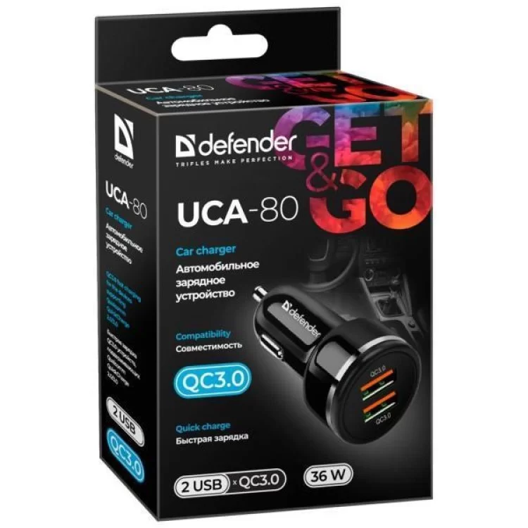 Зарядний пристрій Defender UCA-80 black, 2xUSB, QC3.0, 36W (83832) ціна 363грн - фотографія 2