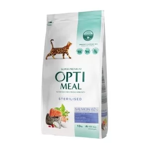 Сухий корм для кішок Optimeal для стерилізованих/кастрованих з лососем 10 кг (4820215368179)