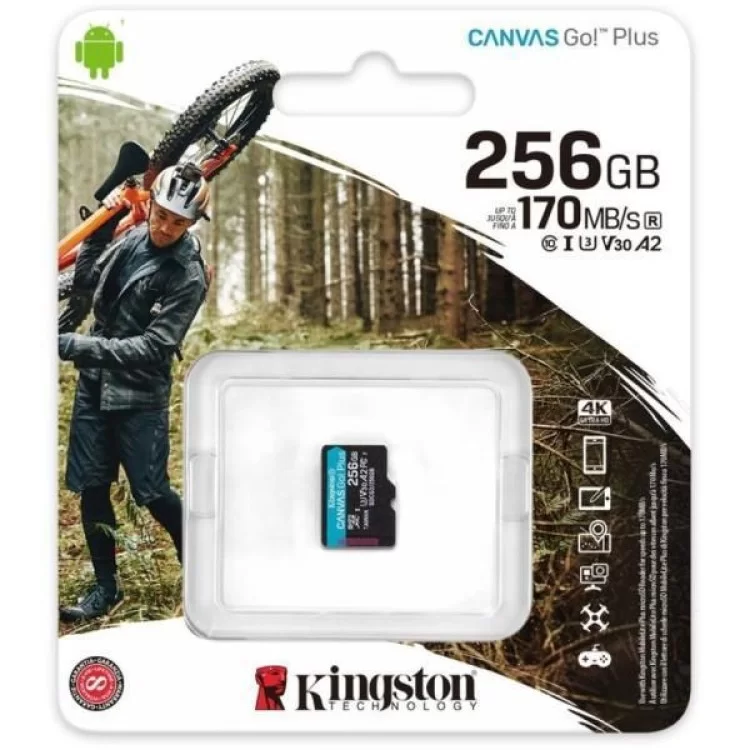 в продаже Карта памяти Kingston 256GB microSDXC class 10 A2 U3 V30 Canvas Go Plus (SDCG3/256GBSP) - фото 3