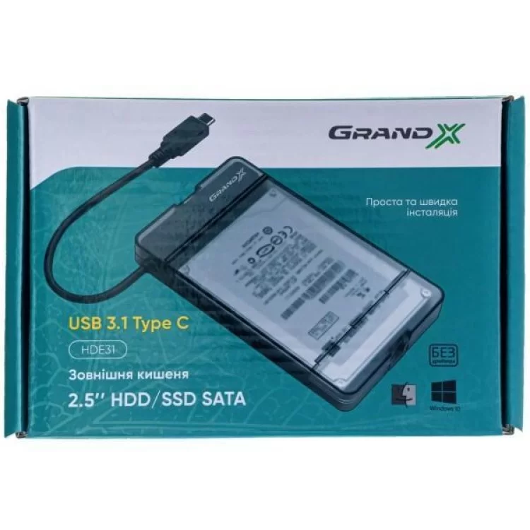 Кишеня зовнішня Grand-X HDD 2,5" USB 3.1 Type-C (HDE31) відгуки - зображення 5