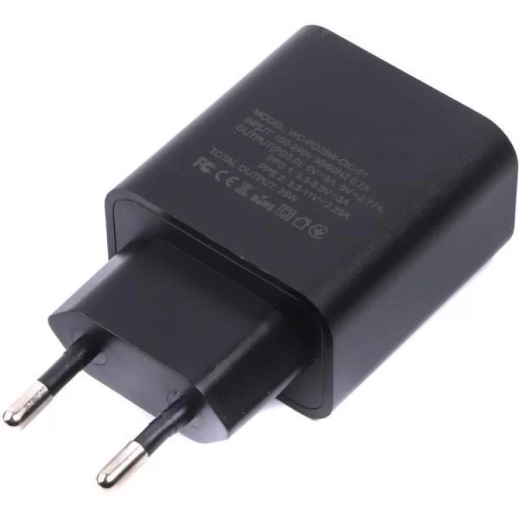 Зарядний пристрій Maxxter 1 USB Type-C + cable Type-C to Type-C (WC-PD25W-CtC-01) ціна 637грн - фотографія 2