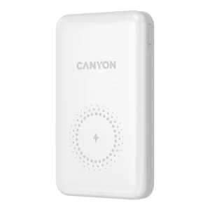 Батарея універсальна Canyon PB-1001 10000mAh, PD/18W, QC/3.0 +10W Magnet wireless charger, white (CNS-CPB1001W)