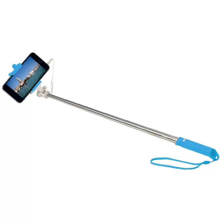 Монопод для селфі Grand-X Rubber з кабелем 3,5 U-кріплення прорезинена ручка 140-520мм Blue (MPGRJ3UBL) ціна 239грн - фотографія 2