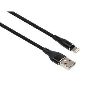 Дата кабель USB 2.0 AM to Lightning 1.0m cylindric nylon back Vinga (VCPDCLCANB1BK)