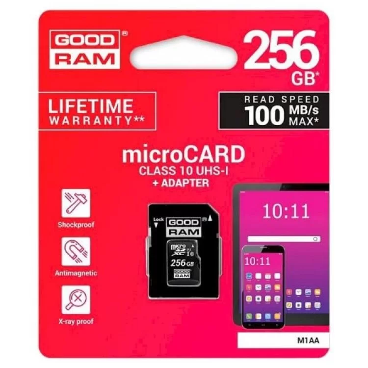 в продажу Карта пам'яті Goodram 256GB microSDXC class 10 UHS-I (M1AA-2560R12) - фото 3