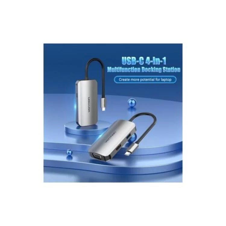 в продаже Концентратор Vention USB3.1 Type-C --> HDMI/VGA/USB 3.0/PD 100W Hub 4-in-1 (TOAHB) - фото 3