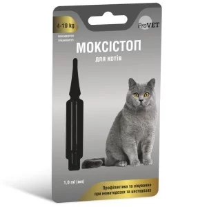 Капли для животных ProVET Моксистоп для кошек массой тела от 4 до 10 кг 1.0 мл (4823082419159)