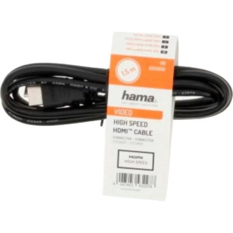 Кабель мультимедийный HDMI to HDMI 1.5m Black Hama (00205000) цена 281грн - фотография 2