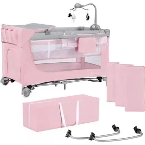 Кроватка Kinderkraft манеж с пеленатором Leody Pink (5902533917945)