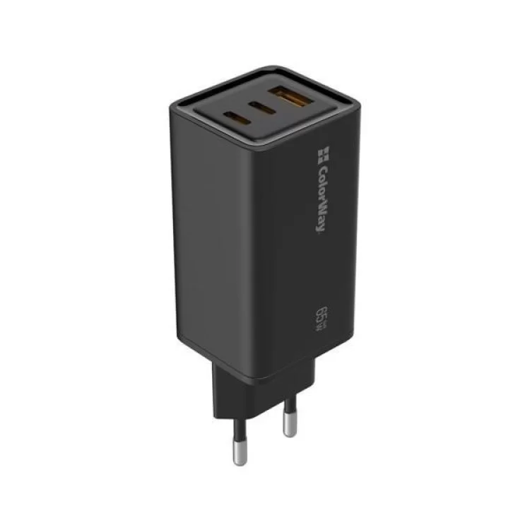 Зарядное устройство ColorWay GaN3 Pro Power Delivery (USB-A + 2 USB TYPE-C) (65W) (CW-CHS039PD-BK) цена 1 889грн - фотография 2