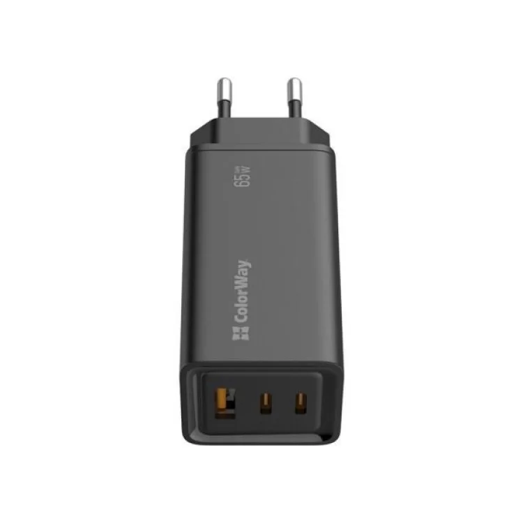 в продаже Зарядное устройство ColorWay GaN3 Pro Power Delivery (USB-A + 2 USB TYPE-C) (65W) (CW-CHS039PD-BK) - фото 3