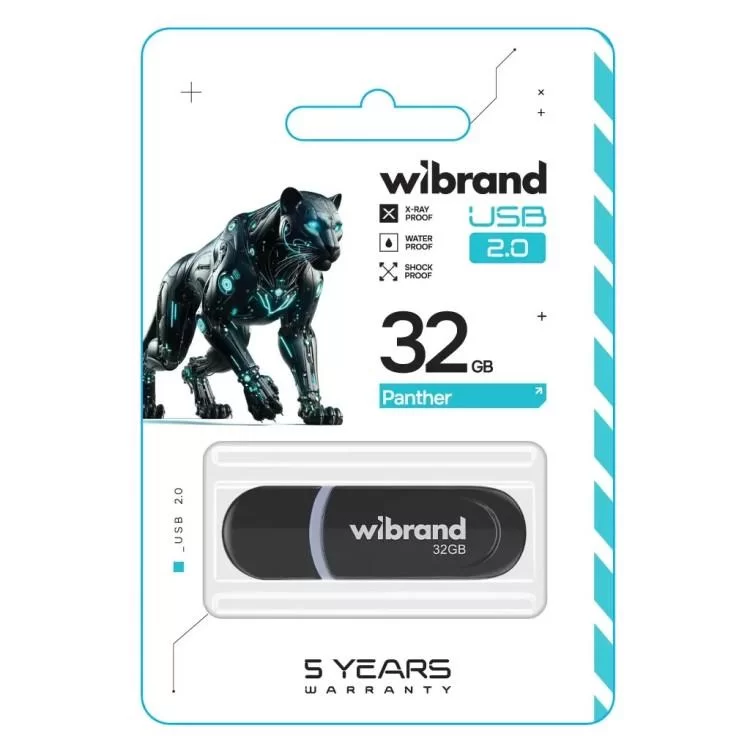 USB флеш накопитель Wibrand 32GB Panther Black USB 2.0 (WI2.0/PA32P2B) цена 282грн - фотография 2