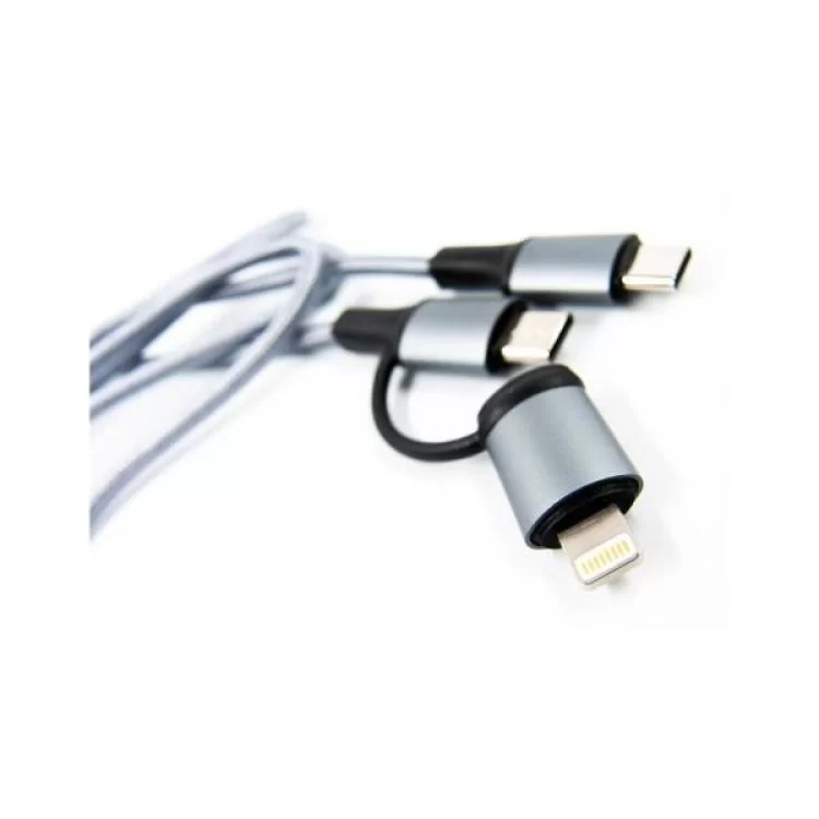в продажу Дата кабель USB-C to USB-C/Lightning 1.0m gray Dengos (NTK-TC-TCL-GREY) - фото 3