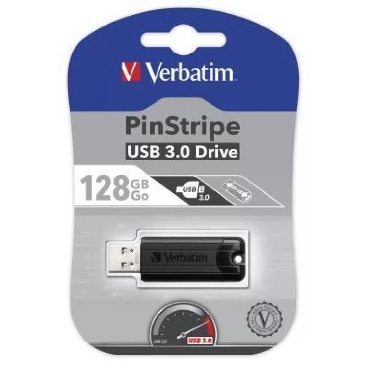 USB флеш накопичувач Verbatim 128GB PinStripe Black USB 3.0 (49319) відгуки - зображення 5