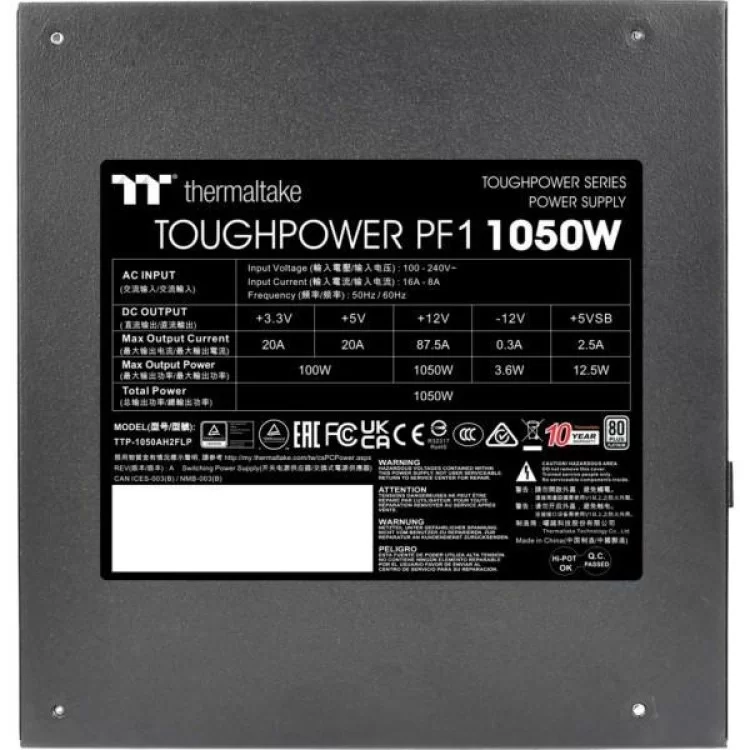 Блок живлення ThermalTake 1050W Toughpower PF1 80 Plus Platinum (PS-TPD-1050FNFAPE-1) характеристики - фотографія 7