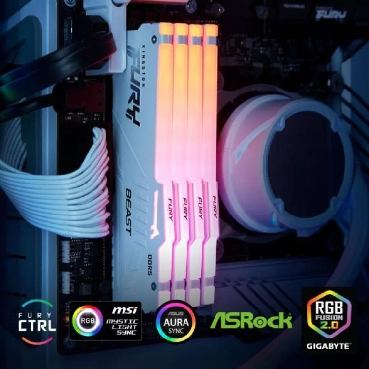 продаем Модуль памяти для компьютера DDR5 16GB 6000 MHz Beast RGB EXPO White Kingston Fury (ex.HyperX) (KF560C36BWEA-16) в Украине - фото 4