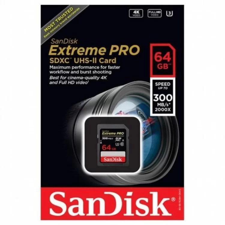 в продажу Карта пам'яті SanDisk 64GB SDXC Extreme Pro UHS-II (SDSDXDK-064G-GN4IN) - фото 3