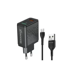 Зарядное устройство Grand-X Fast Charge 3-в-1 QC3.0, FCP, AFC, 18W + cable TypeC (CH-650T)