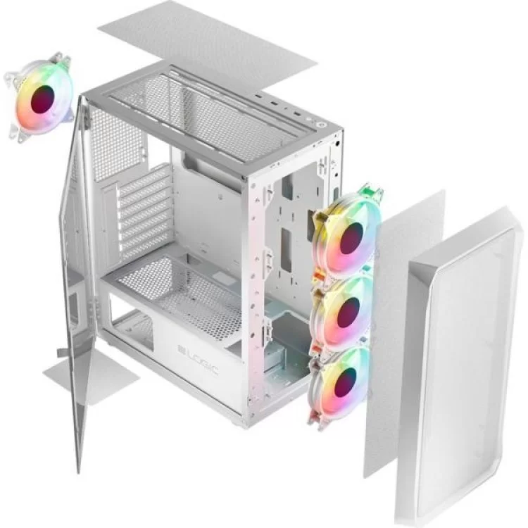 Корпус Logic concept PORTOS MESH+GLASS ARGB fans 3x120mm WHITE (AM-PORTOS-20-0000000-0002) - фото 11