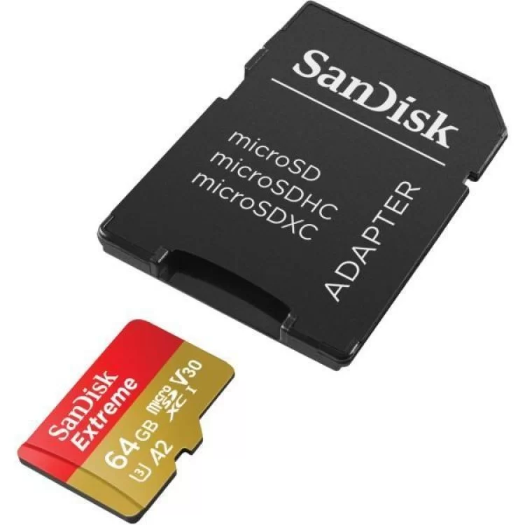 Карта памяти SanDisk 64GB microSD class 10 UHS-I U3 Extreme (SDSQXAH-064G-GN6MA) цена 599грн - фотография 2