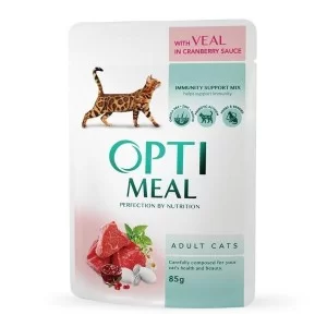 Влажный корм для кошек Optimeal со вкусом телятины в клюквенном соусе 85 г (4820083905438)