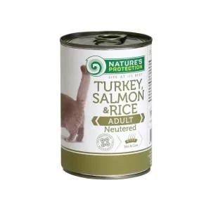 Консервы для кошек Nature's Protection Adult Neutered Turkey, Salmon & Rice 400 г (KIK24636)