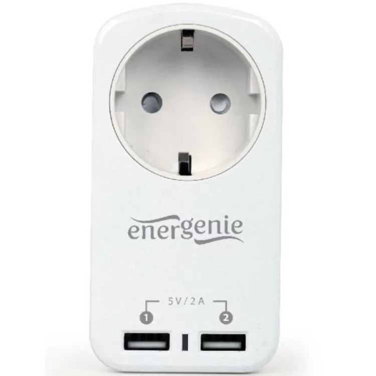 Зарядное устройство EnerGenie 2 USB по 2.1A со сквозной розеткой (EG-ACU2-01-W) цена 350грн - фотография 2