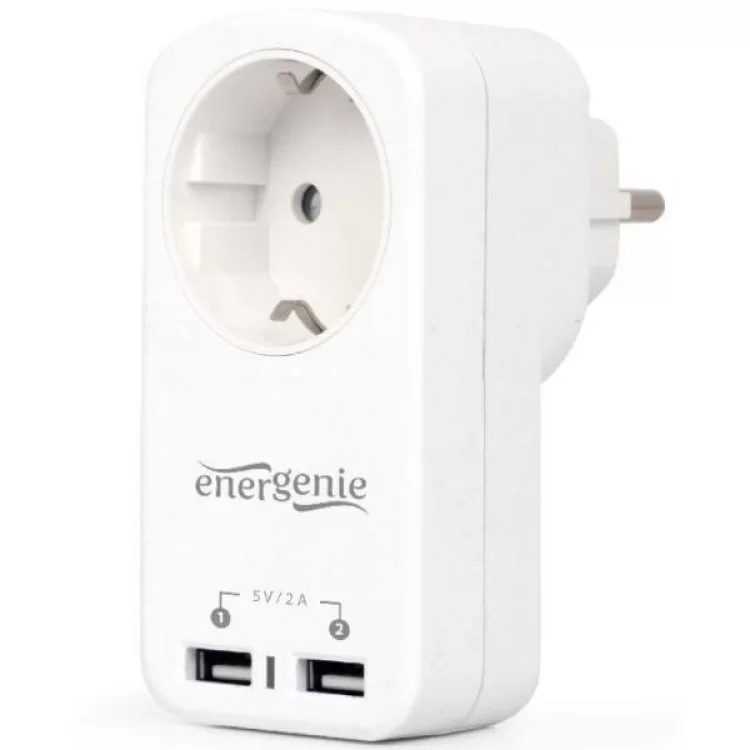 в продажу Зарядний пристрій EnerGenie 2 USB по 2.1A со сквозной розеткой (EG-ACU2-01-W) - фото 3