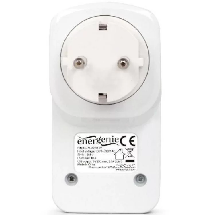 продаем Зарядное устройство EnerGenie 2 USB по 2.1A со сквозной розеткой (EG-ACU2-01-W) в Украине - фото 4