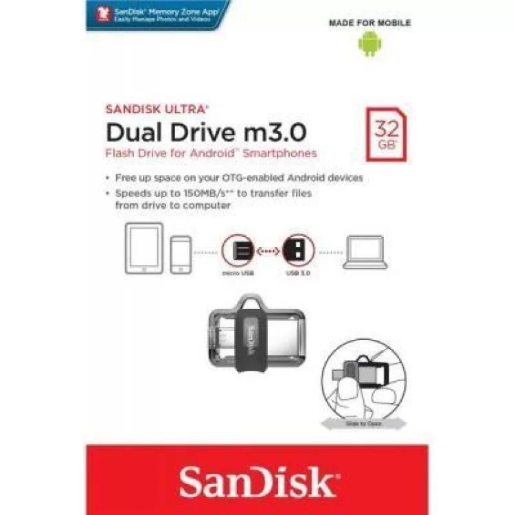 USB флеш накопичувач SanDisk 32GB Ultra Dual Drive M3.0 USB 3.0 (SDDD3-032G-G46) характеристики - фотографія 7