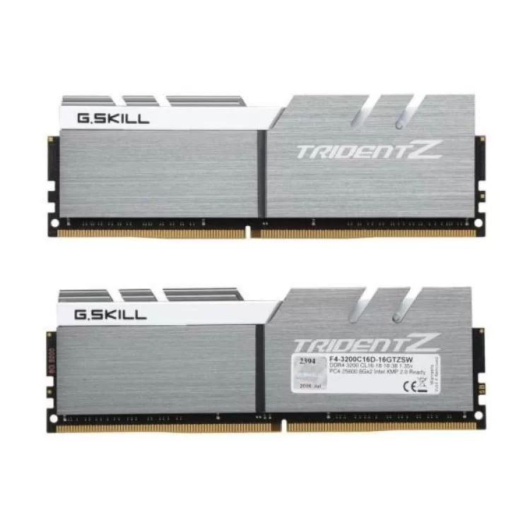 Модуль памяти для компьютера DDR4 16GB (2x8GB) 3200 MHz Trident Z Silver H/ White G.Skill (F4-3200C16D-16GTZSW) цена 3 189грн - фотография 2