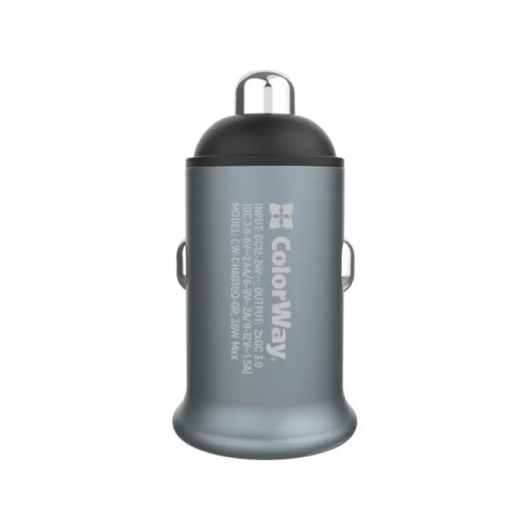 продаємо Зарядний пристрій ColorWay 2USB Quick Charge 3.0 (36W) Gray (CW-CHA036Q-GR) в Україні - фото 4