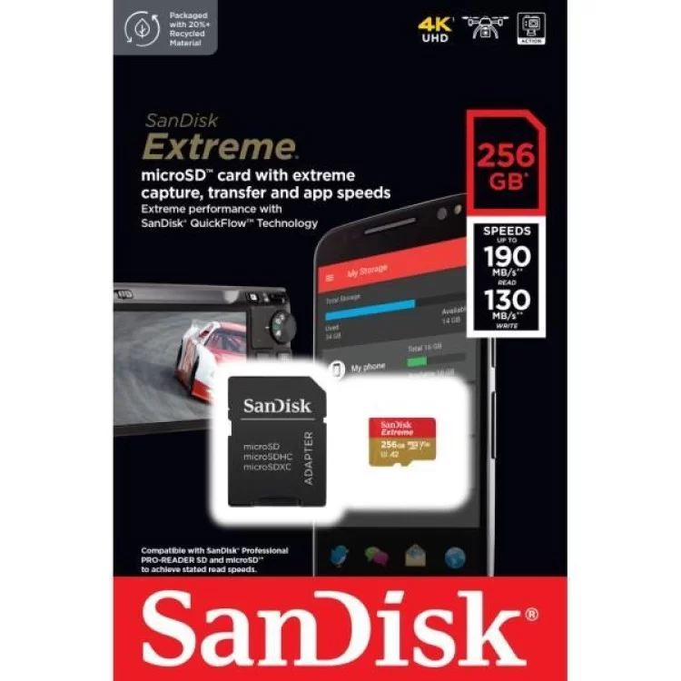 в продаже Карта памяти SanDisk 256GB microSD class 10 UHS-I U3 Extreme (SDSQXAV-256G-GN6MA) - фото 3