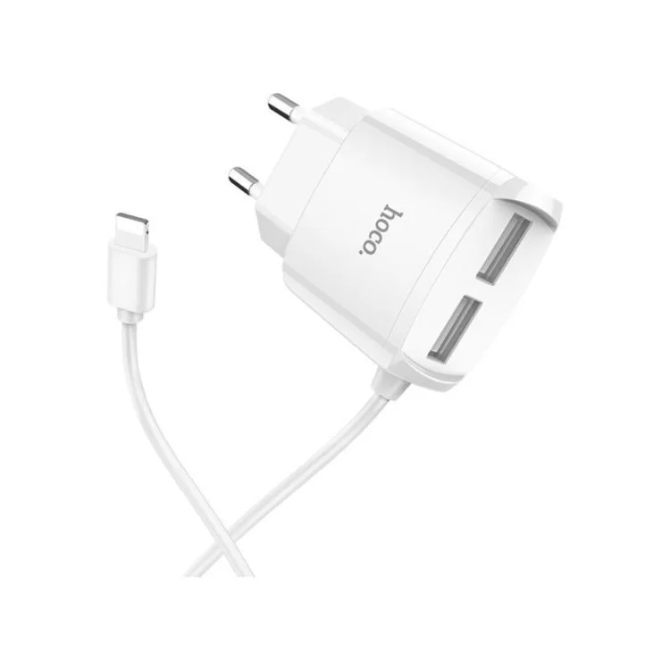 Зарядний пристрій HOCO C59A Mega joy double port charger for iP White (6931474707949) ціна 186грн - фотографія 2