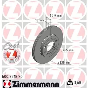 Тормозной диск ZIMMERMANN 600.3218.20
